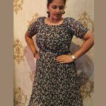 Black floral print western frock
