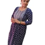 Navy Blue Cotton embroidery Kurti