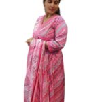 Pink Aliya cut printed kurti with pant