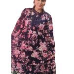 Women's & Girls Blue Printed full Sleeves high Neck Western -XL