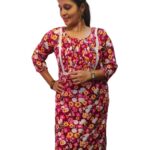 Women's Cotton floral print straight cut Kurti