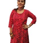 Women's Bandhini printed straight cut Kurti