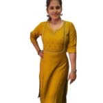 Women's Golden straight cut Kurti