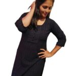 Black chikankari work Straight Kurti