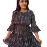 Women's Black Fit & Flare Knee Length Western Frock