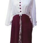 Georgette White and Red Western Dress- L Size