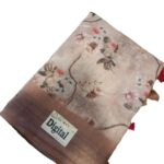 Designs Linen Cotton Digital Print Saree - Brown