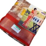 Calcutta tussar silk Saree with blouse - Red
