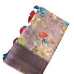 Linen Cotton saree wtih Digital Print - Design2
