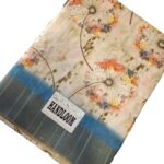 Handloom Cotton saree wtih Digital Print - White