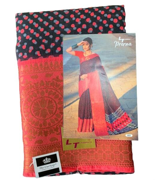 Cotton Brasso saree with big zari border - Design 4