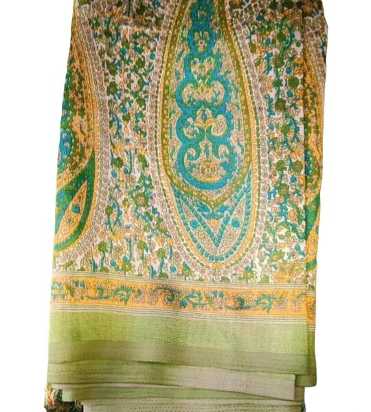Kashmir Kalanda Tussar silk saree with kalamkari prints