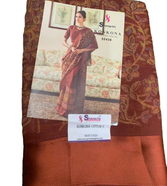 Konkona cotton saree with satin border - 2