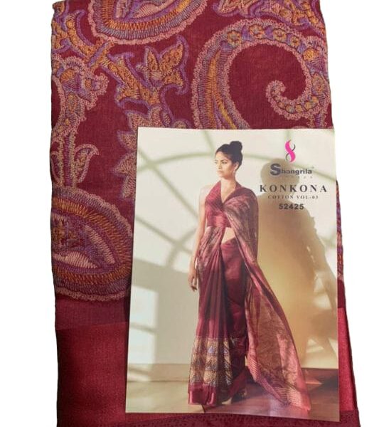 Konkona cotton saree with satin border - 1