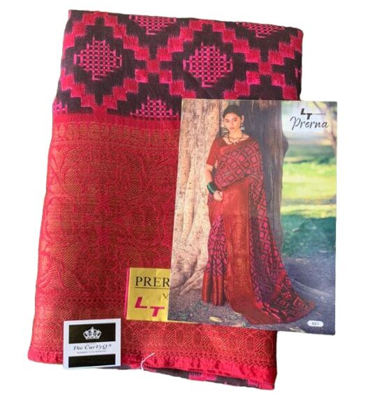 Cotton Brasso saree with big zari border - Design 1
