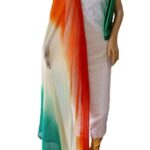 Unstitched Chickankary top with Tricolor dupatta
