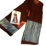 Chiffon brasso saree with copper zari