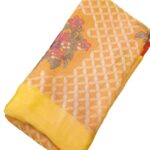 Chiffon brasso saree with Flower prints -  Yellow