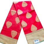 Chanderi silk saree with double side border - Red (Copy)