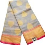 Chanderi silk saree with double side border - Grey