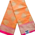 Chanderi silk saree with double side border - Orange