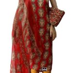 Unstitched Mixed Cotton Salwar Material -Red