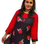 Trendy Black and Red Combination Rayon cotton kurti - XL size