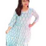 Cotton Blue long Frock Kurti