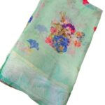 Georgette digital floral print softy saree with sation patta