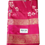 Women's Printed Malai Silk Saree With Unstiched Blouse