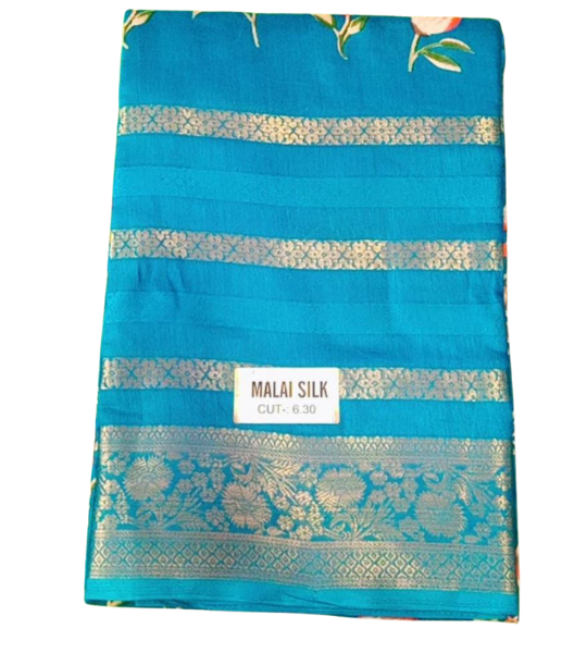 Women's Printed Malai Silk Saree With Unstiched Blouse