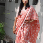 A1- Women's Hand Block Print Jaipuri Cotton Mulmul Saree with Blouse Piece