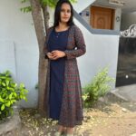 A line Kurti with jacket - Blue