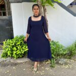 A line Kurti with Jewel neck - Blue