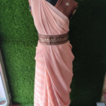 Plain Saree With Embroidery Blouse And Hip Belt