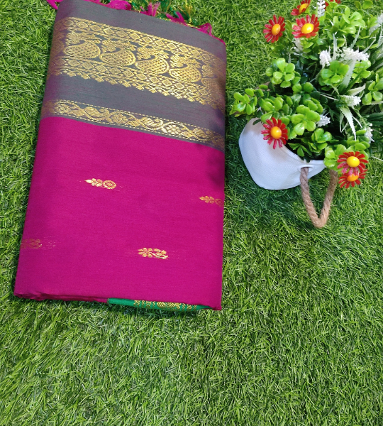 Kalyani Cotton Saree With Double Side Border (LT Purple)