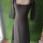 A line Kurti with Jewel Neck - Black