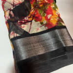 Calcutta tussar silk Saree with blouse - BLACK