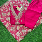Muslin Silk V Neck Pattern With Embroidery Work