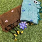 Khadi Cotton Saree With Embroidery Work