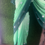 Dual Shade Heartin Embroidery Work Saree With Blouse - Green