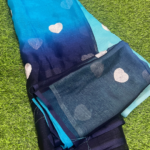 Dual Shade Heartin Embroidery Work Saree With Blouse - Blue